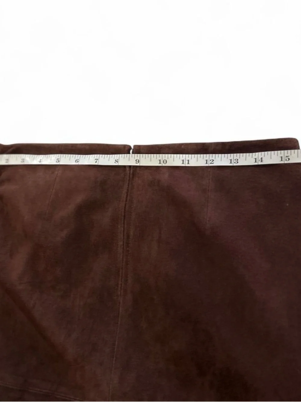 Chocolate Brown Patch Suede Midi Genuine Leather Skirt Size 8* Newport News - Picture 6 of 7